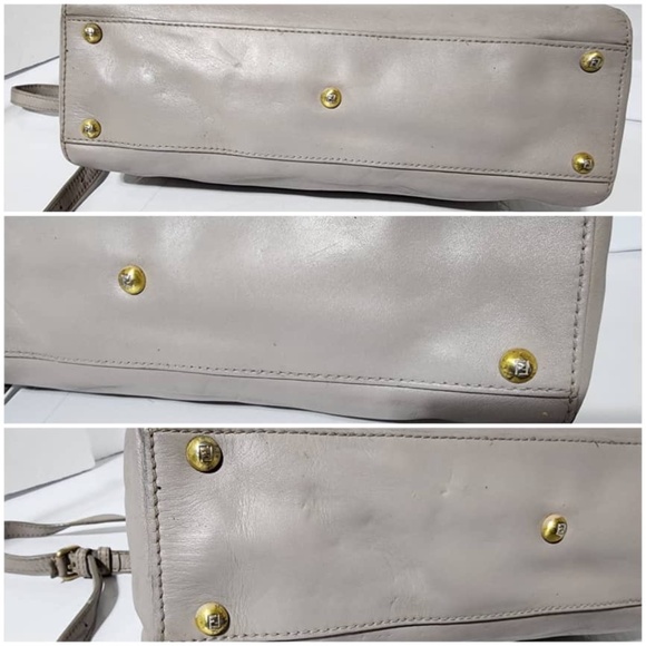 SOLD***Authentic Fendi Leather Peekaboo Satchel Bag Grey - Picture 9 of 15